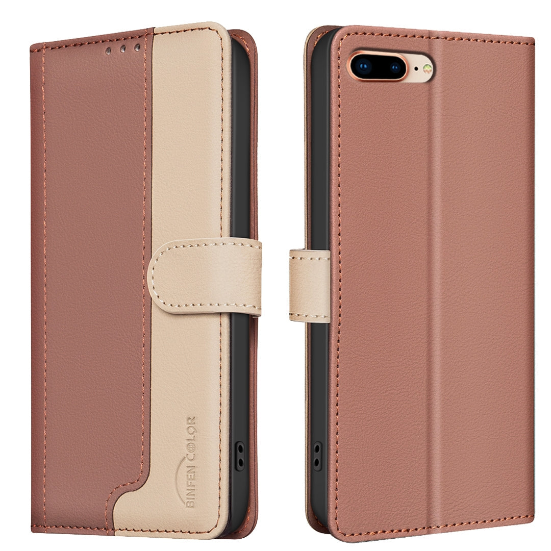 For iPhone 16e Color Matching RFID Anti-theft Leather Phone Case(Brown)