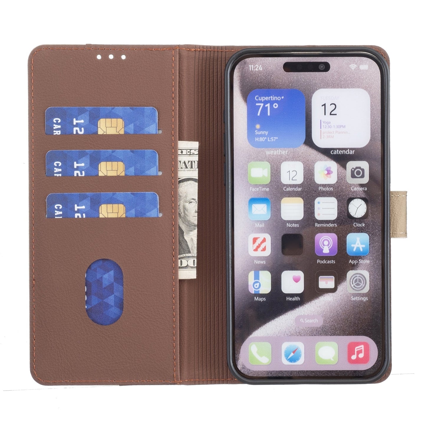 For iPhone 16e Color Matching RFID Anti-theft Leather Phone Case(Brown)