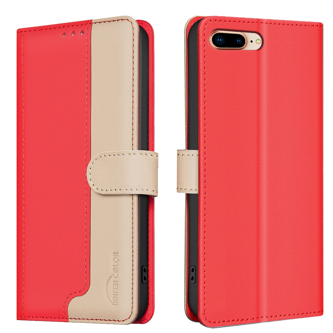 For iPhone 16e Color Matching RFID Anti-theft Leather Phone Case(Red)