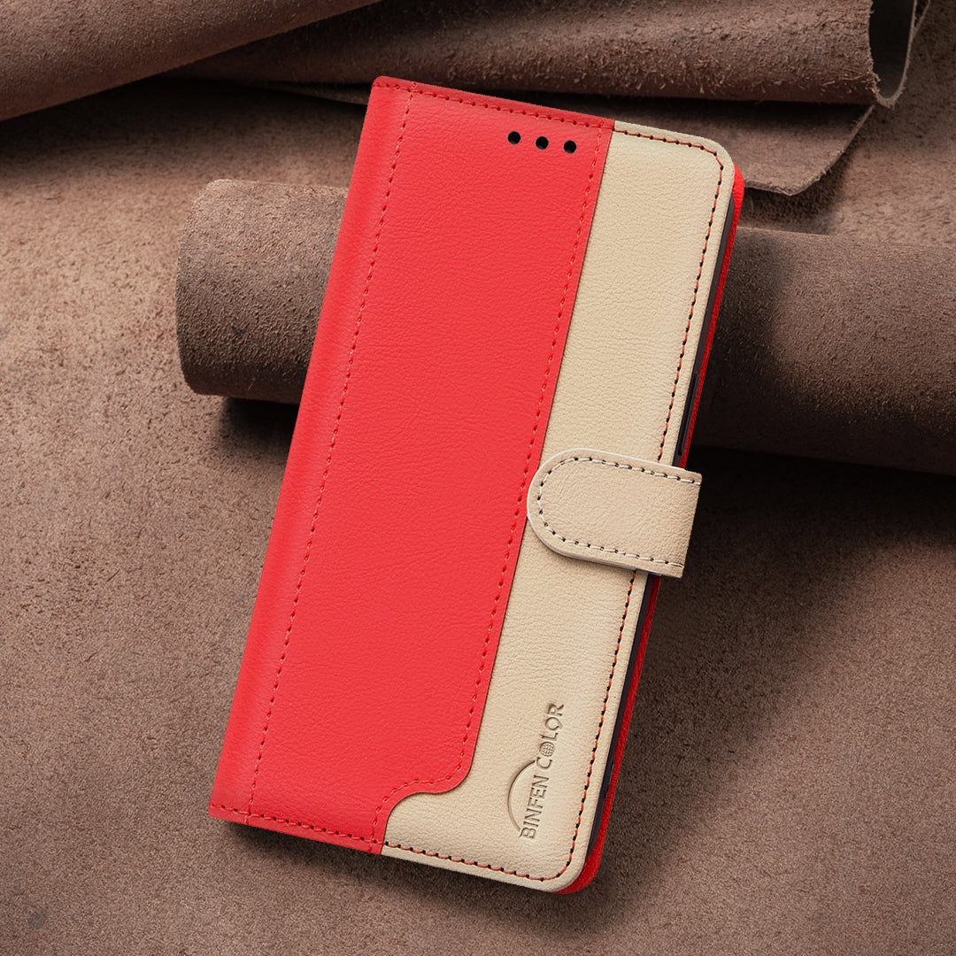 For iPhone 16e Color Matching RFID Anti-theft Leather Phone Case(Red)