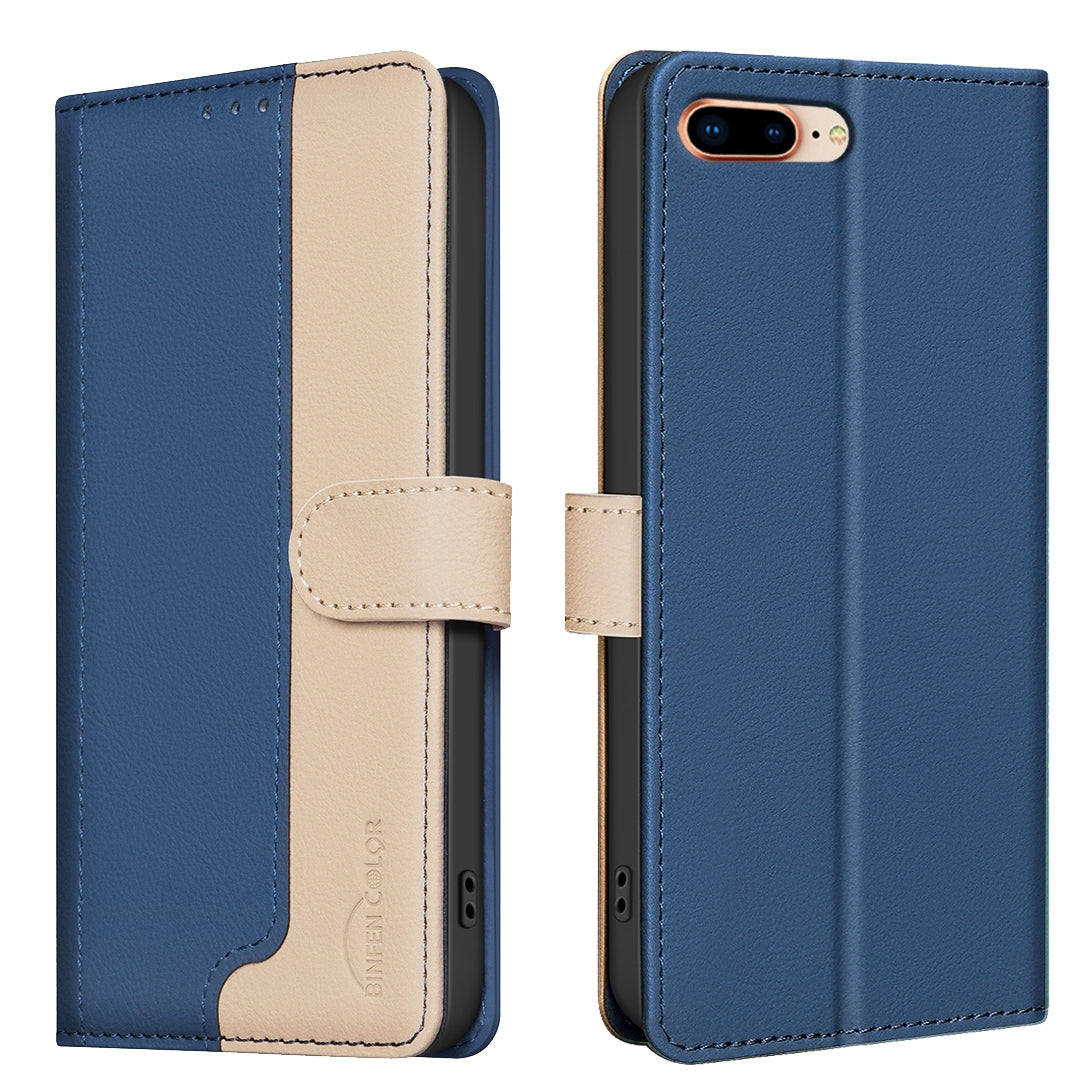 For iPhone 16e Color Matching RFID Anti-theft Leather Phone Case(Blue)