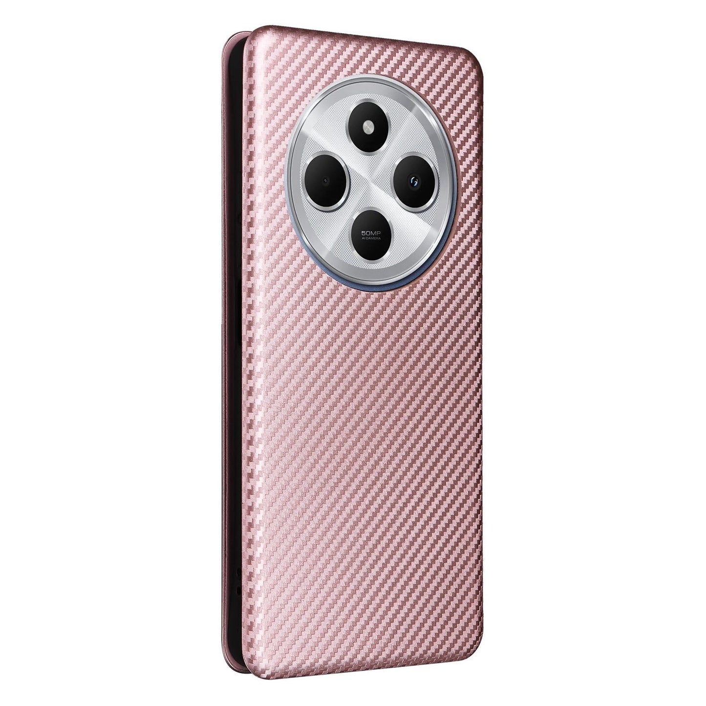 For Redmi 14C Carbon Fiber Texture Flip Leather Phone Case(Pink)