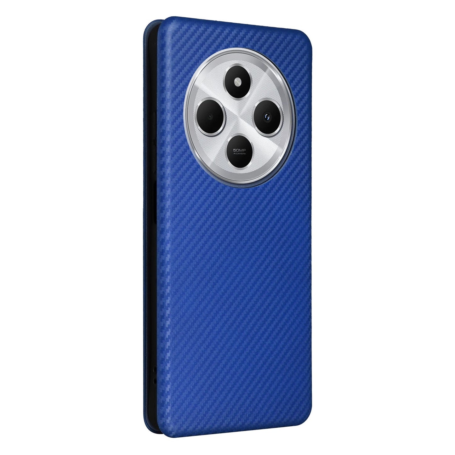 For Redmi 14C Carbon Fiber Texture Flip Leather Phone Case(Blue)