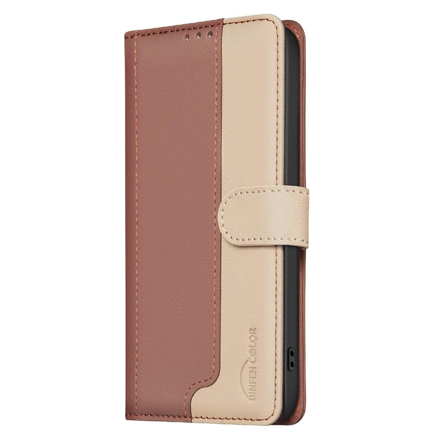 For Samsung Galaxy S25 Edge 5G Color Matching RFID Anti-theft Leather Phone Case(Brown)