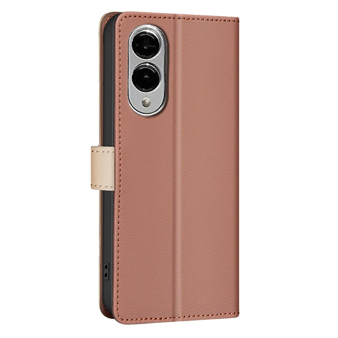 For Samsung Galaxy S25 Edge 5G Color Matching RFID Anti-theft Leather Phone Case(Brown)