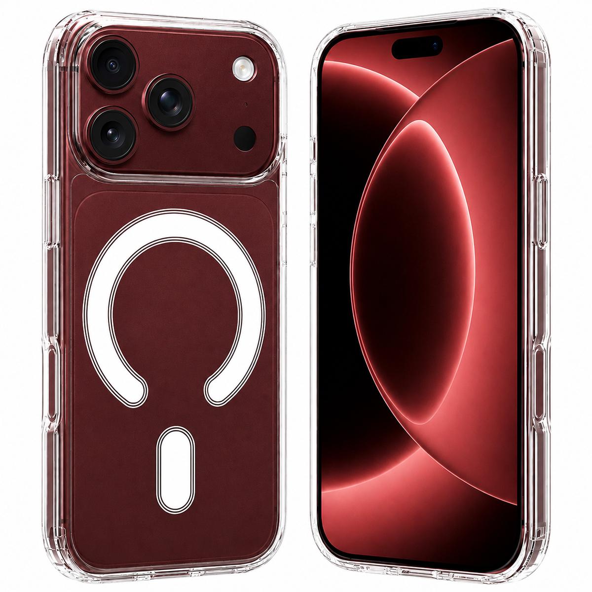 Compatible with iPhone 18 Pro Max Large Hole Camera MagSafe Magnetic Clear Acrylic TPU Case - Transparent