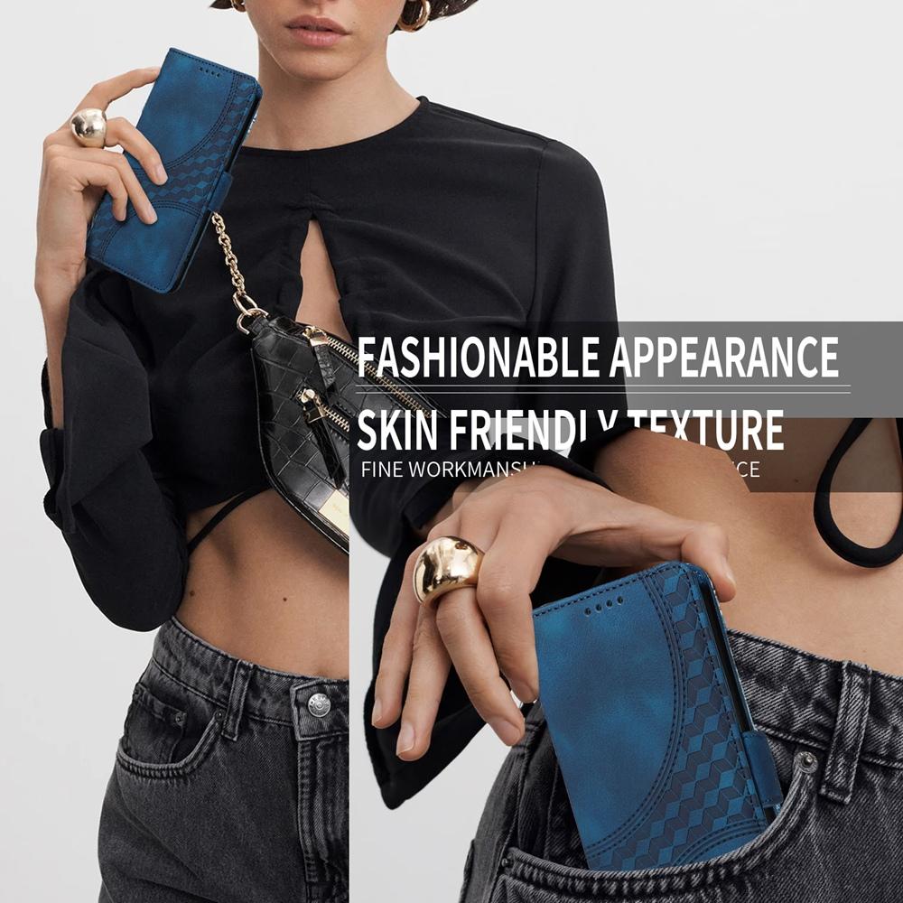 For vivo V50 Embossed Rhombus Starry Leather Phone Case(Blue)