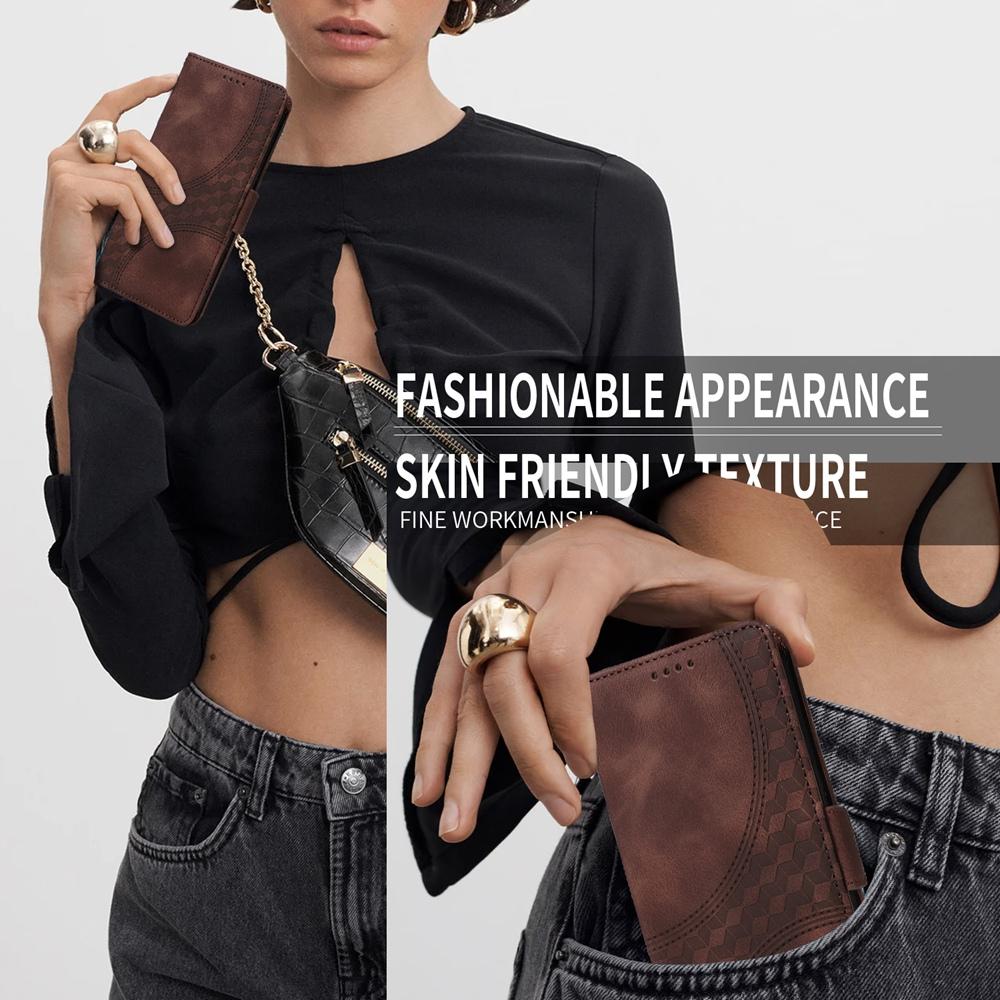 For vivo V50 Embossed Rhombus Starry Leather Phone Case(Brown)