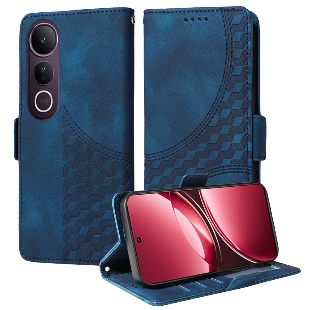 For vivo V50 Lite 4G / 5G Embossed Rhombus Starry Leather Phone Case(Blue)