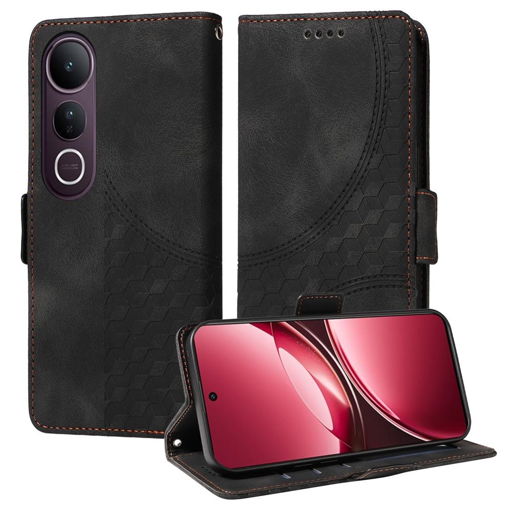 For vivo V50 Lite 4G / 5G Embossed Rhombus Starry Leather Phone Case(Black)