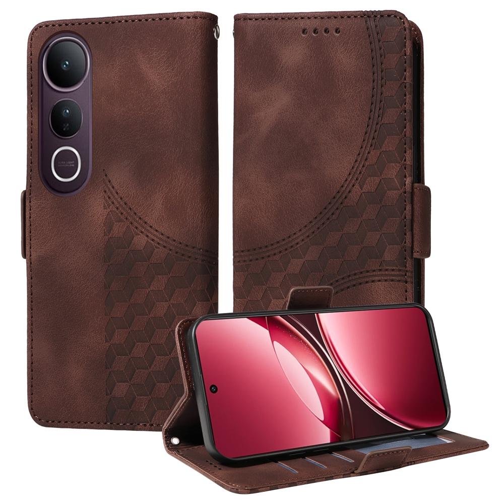 For vivo V50 Lite 4G / 5G Embossed Rhombus Starry Leather Phone Case(Brown)