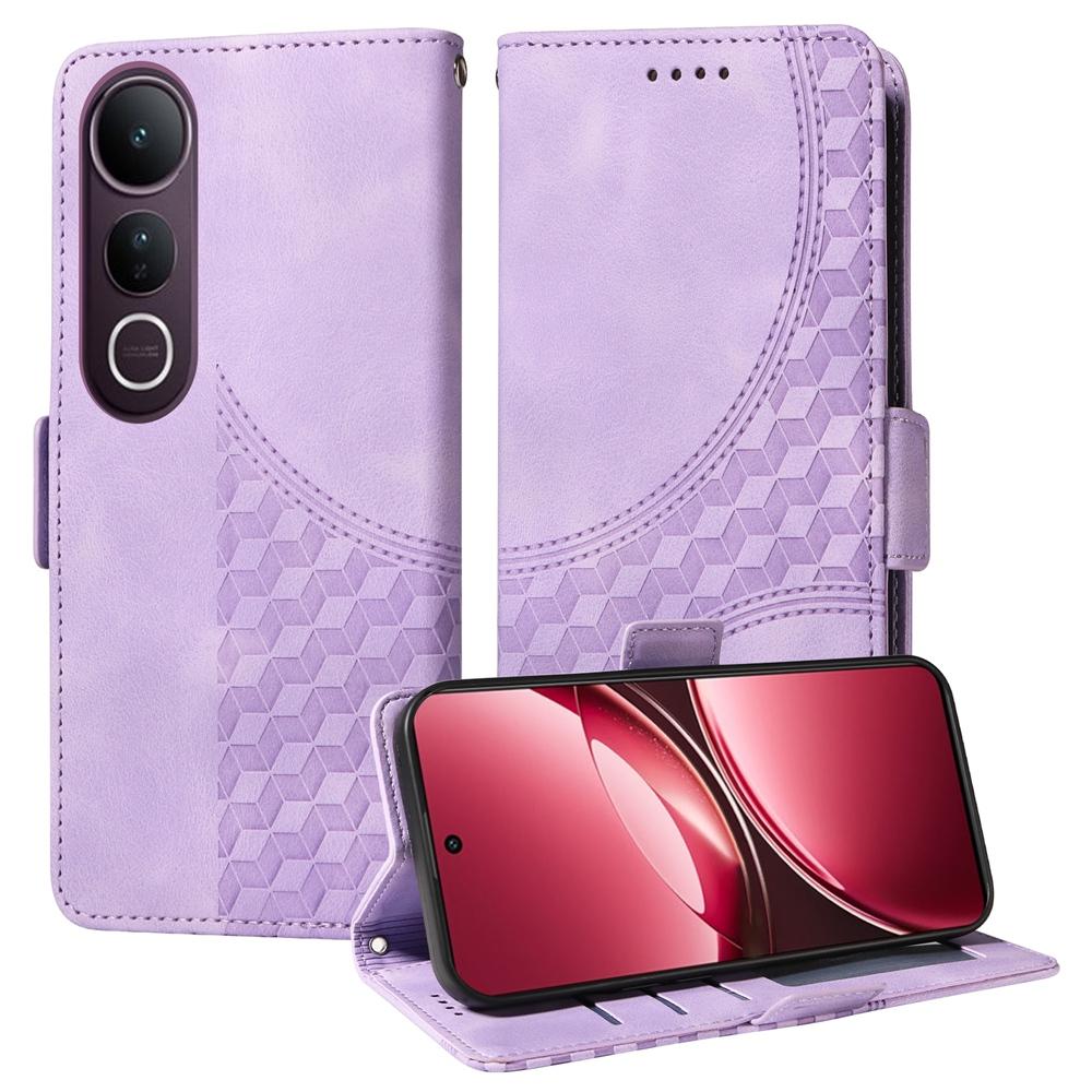 For vivo V50 Lite 4G / 5G Embossed Rhombus Starry Leather Phone Case(Purple)