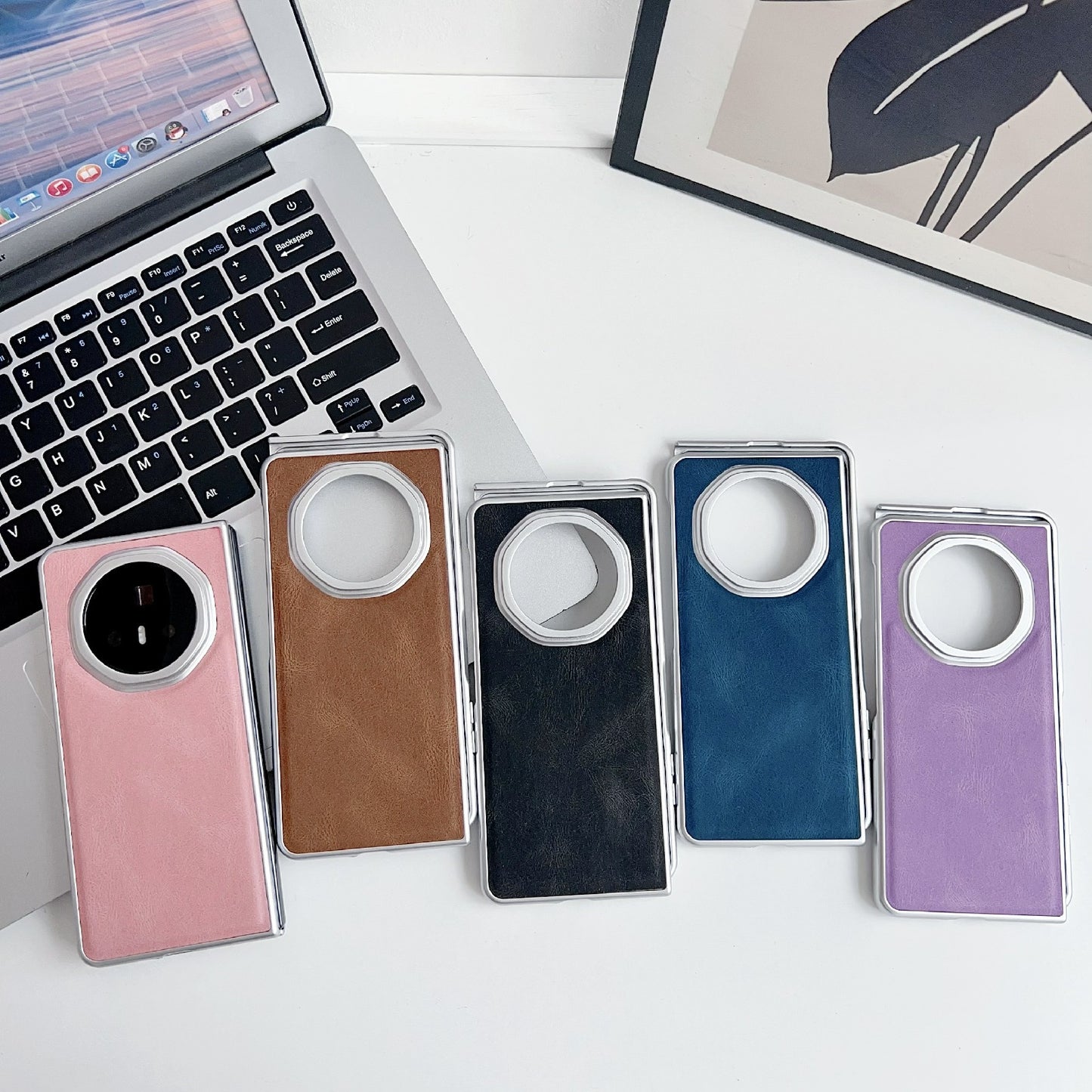 For Honor Magic V3 Metallic Paint Skin Feel Leather Phone Case(Purple)