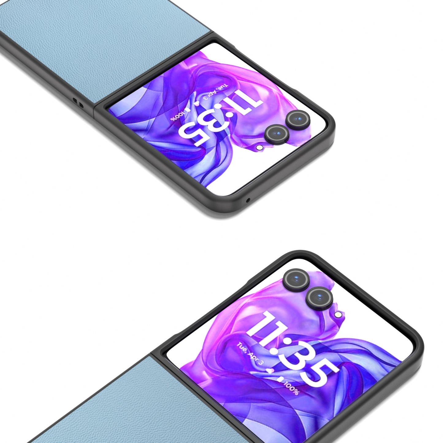 For Motorola Razr 50 Ultra ABEEL Genuine Leather Elegant Phone Case(Sky Blue)