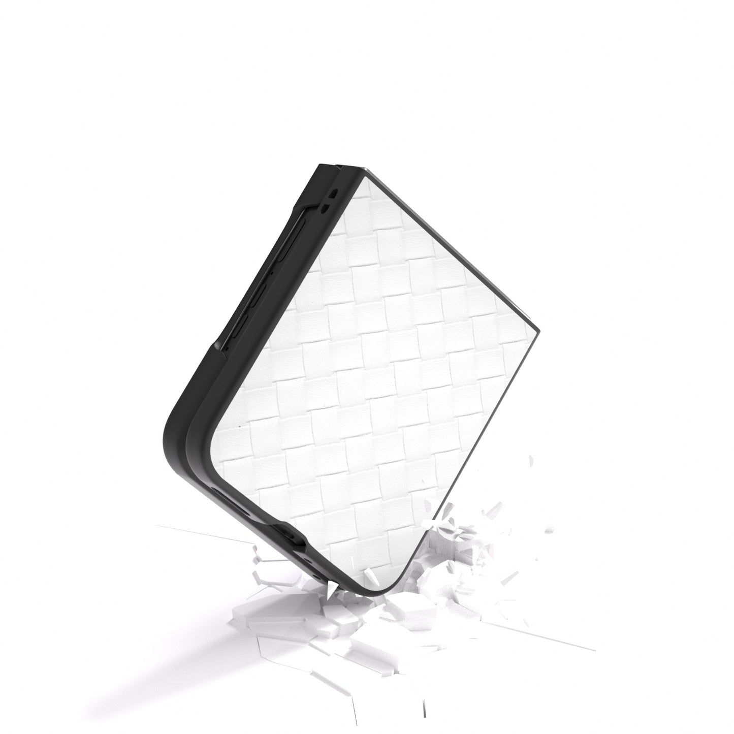 For Motorola Razr 50 Ultra Black Frame Woven Texture PU Phone Case(White)