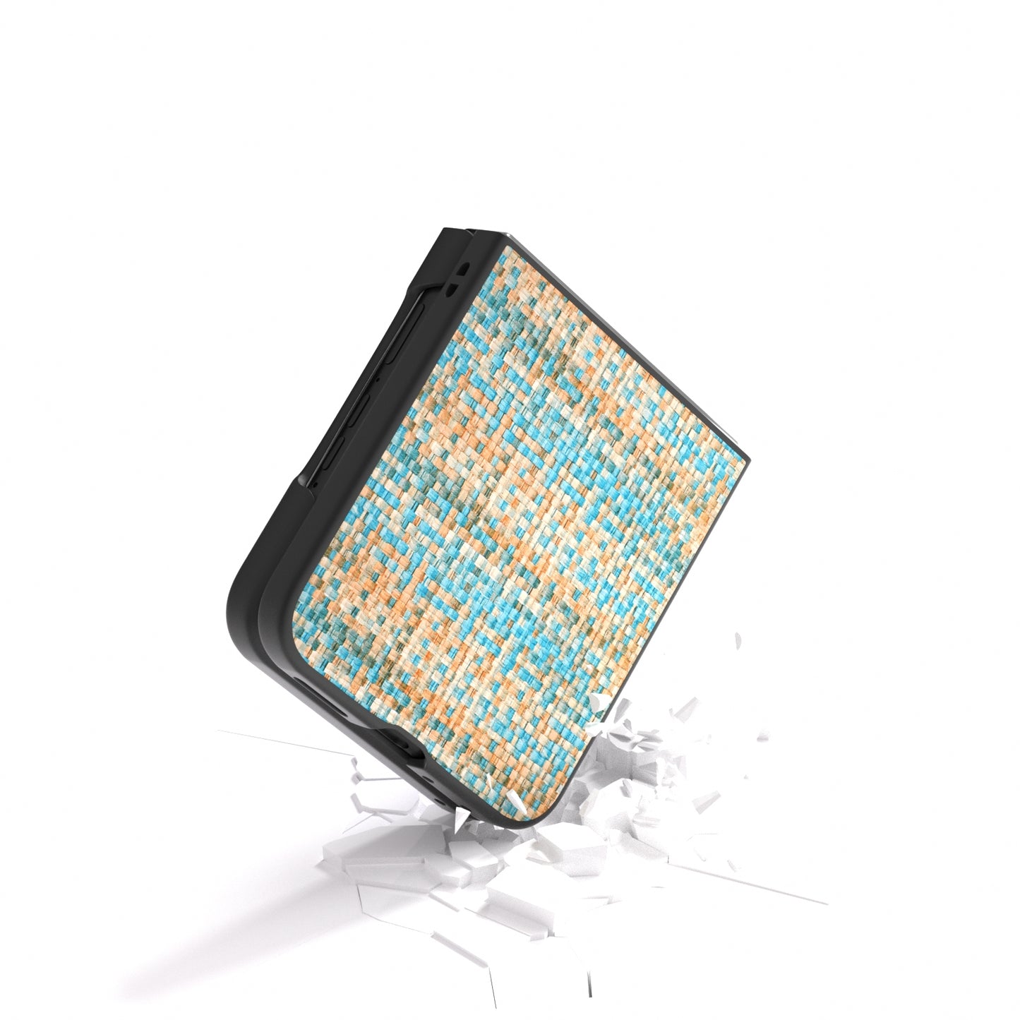 For Motorola Razr 50 Ultra Black Frame Color Lattice Texture PU Phone Case(Blue)