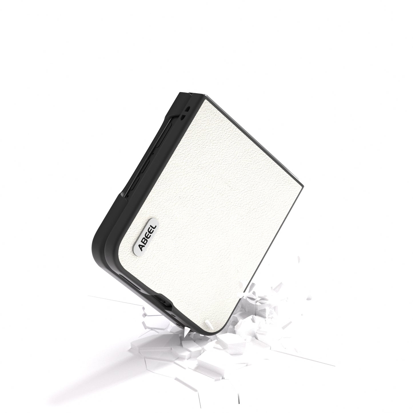 For Motorola Razr 50 Ultra ABEEL Genuine Leather Wave Black Edge Phone Case(Grey)