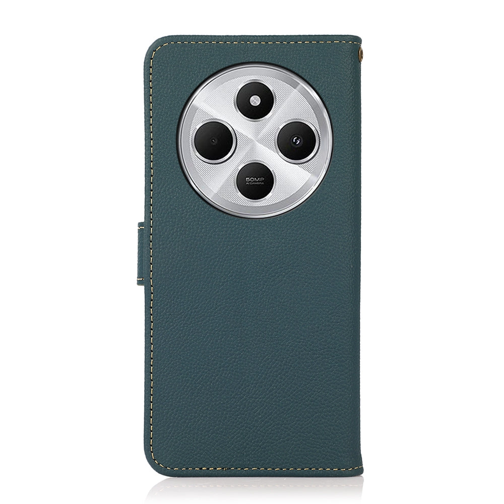 For Redmi 14C 4G KHAZNEH Custer Texture RFID Genuine Leather Phone Case(Green)