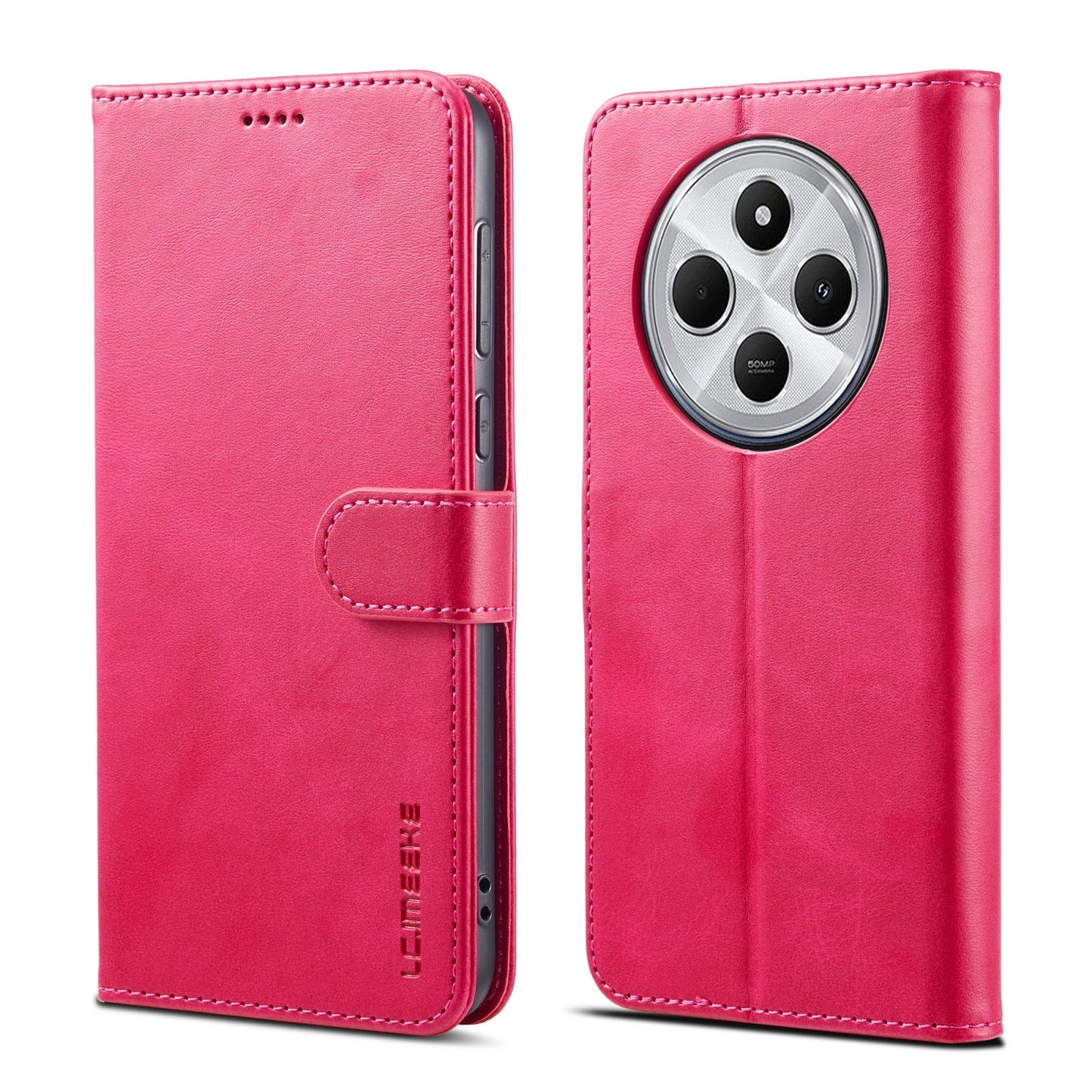 For Redmi 14C LC.IMEEKE Calf Texture Leather Phone Case(Red)