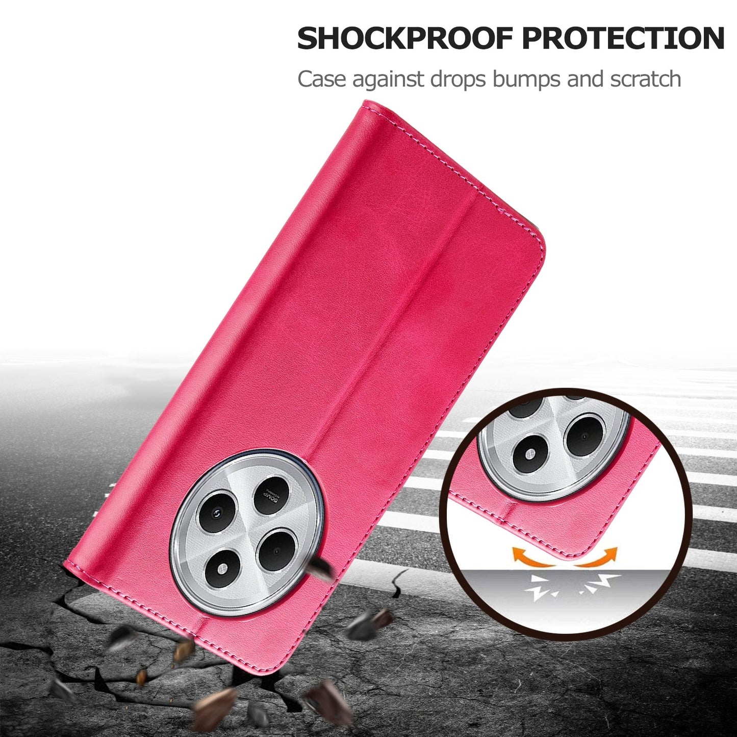 For Redmi 14C LC.IMEEKE Calf Texture Leather Phone Case(Red)