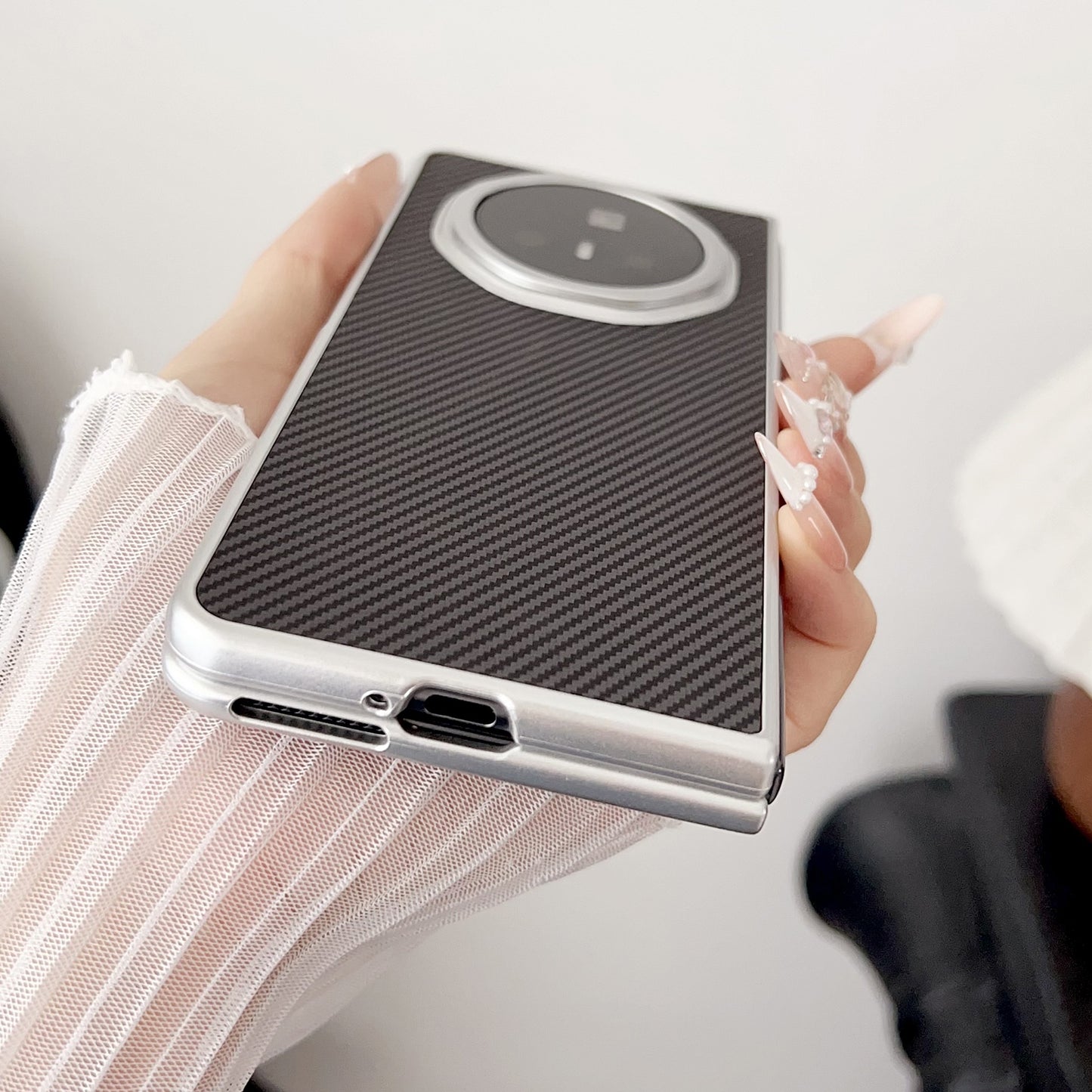 For Honor Magic V3 Carbon Fiber Leather Grain Kevlar Folding Phone Case(Purple)