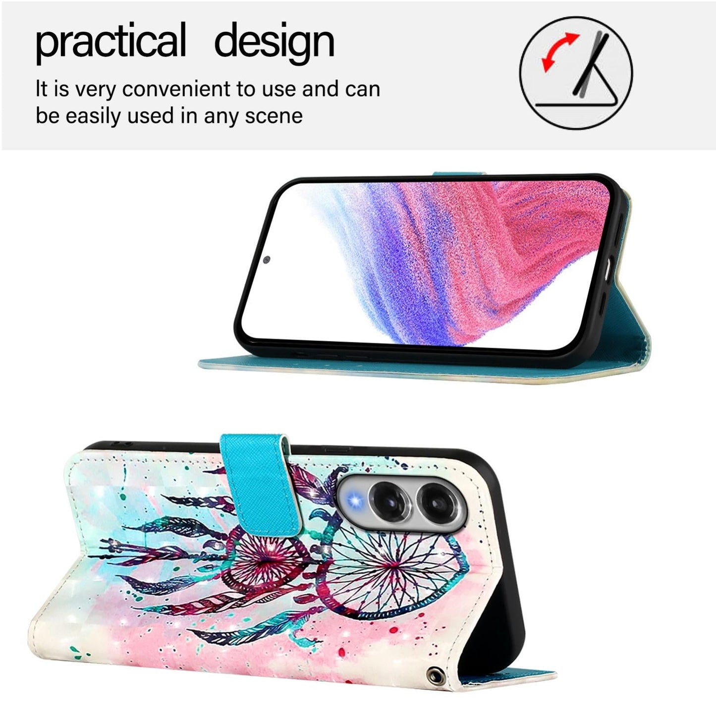 For Samsung Galaxy S25 Edge 5G 3D Painting Horizontal Flip Leather Phone Case(Color Drop Wind Chimes)