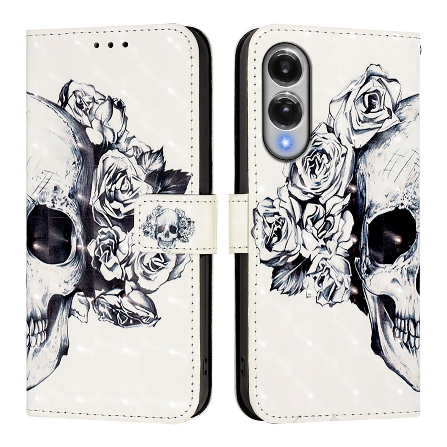 For Samsung Galaxy S25 Edge 5G 3D Painting Horizontal Flip Leather Phone Case(Skull)