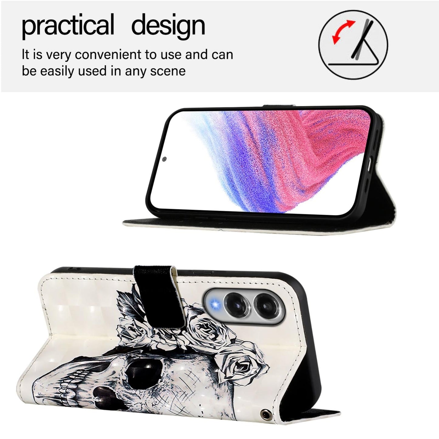 For Samsung Galaxy S25 Edge 5G 3D Painting Horizontal Flip Leather Phone Case(Skull)