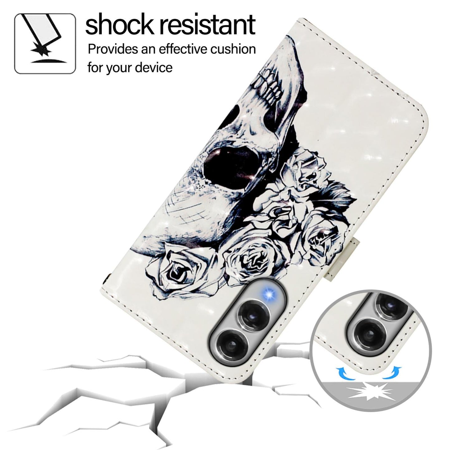 For Samsung Galaxy S25 Edge 5G 3D Painting Horizontal Flip Leather Phone Case(Skull)