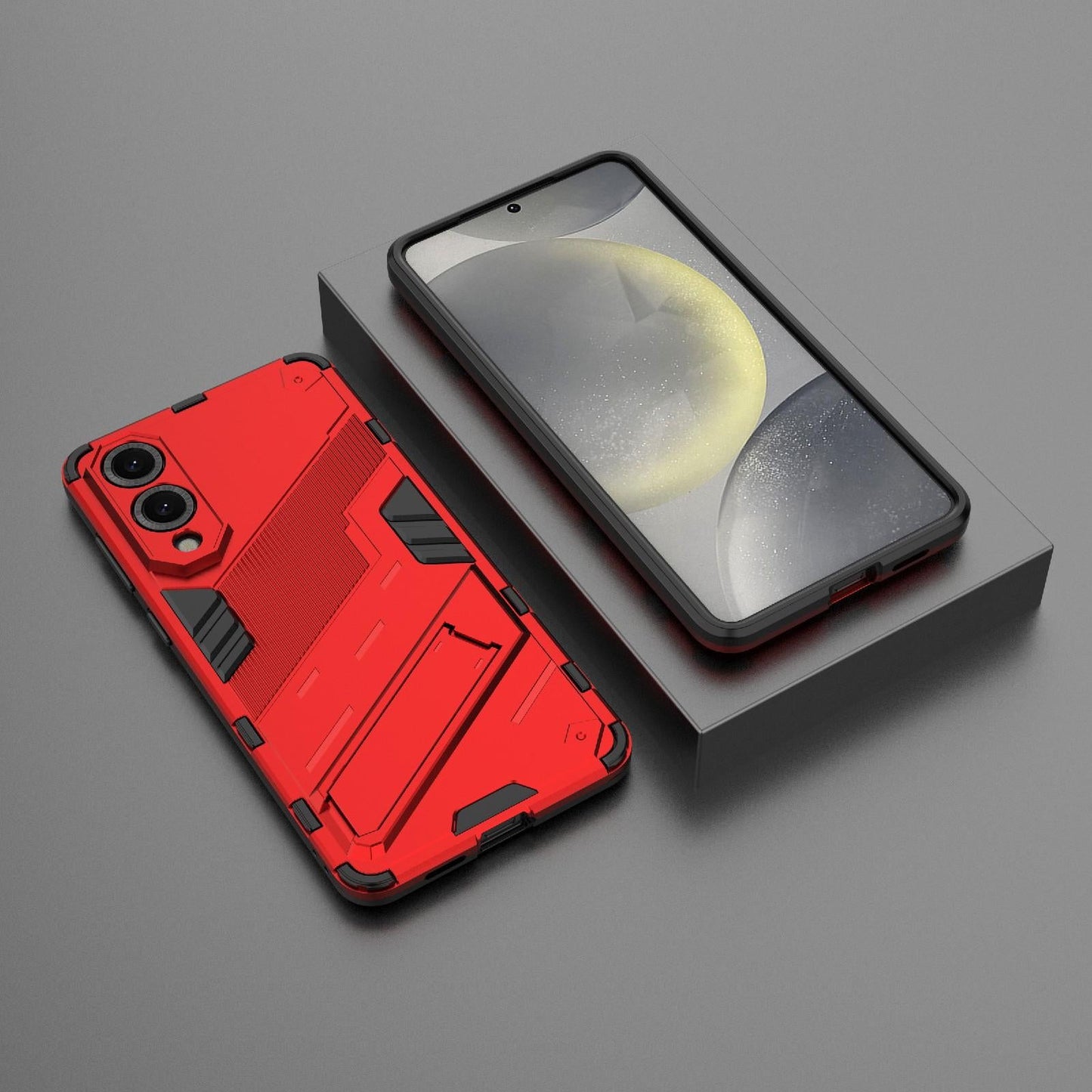 For Samsung Galaxy S25 Edge 5G Punk Armor 2 in 1 PC + TPU Shockproof Phone Case with Invisible Holder(Red)