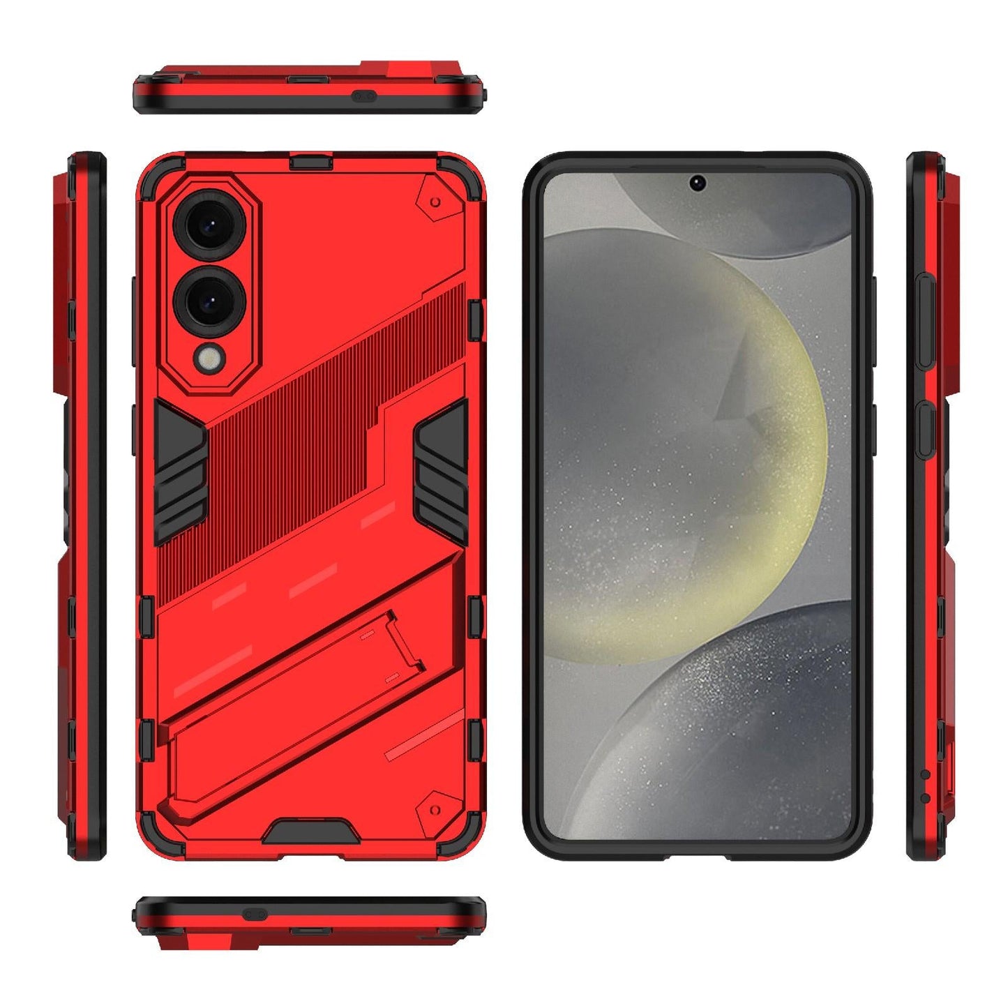 For Samsung Galaxy S25 Edge 5G Punk Armor 2 in 1 PC + TPU Shockproof Phone Case with Invisible Holder(Red)