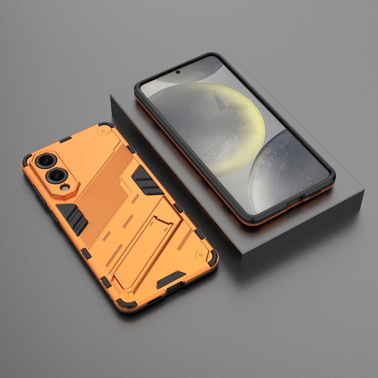 For Samsung Galaxy S25 Edge 5G Punk Armor 2 in 1 PC + TPU Shockproof Phone Case with Invisible Holder(Orange)