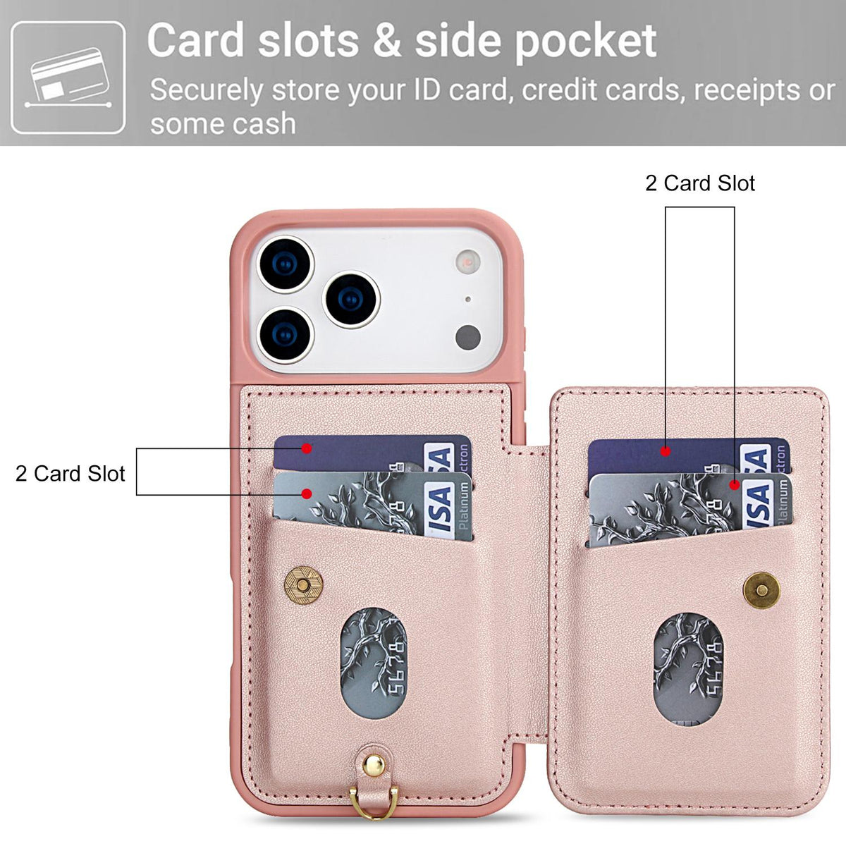 Compatible with iPhone 18 Pro Max & 17 Pro Max Crossbody Flower Pattern Leather Phone Case - Rose Gold