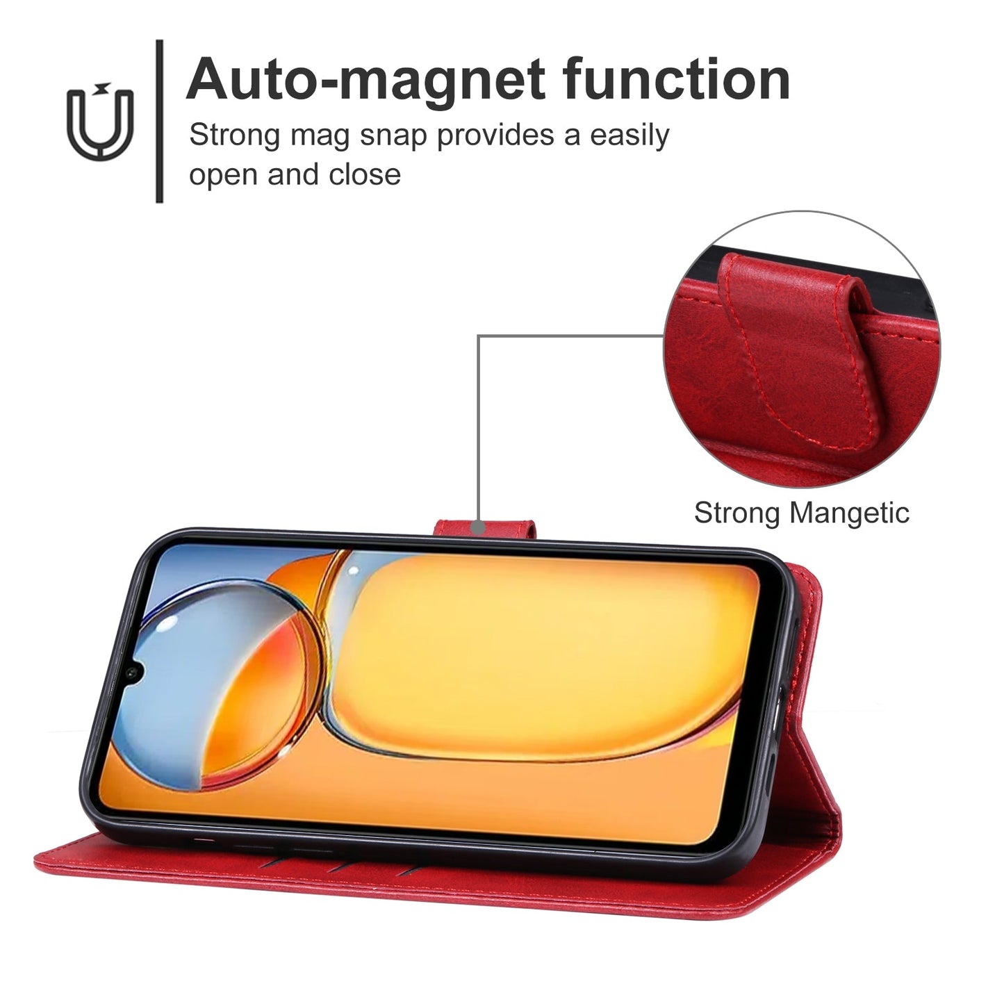 For Redmi 14C 4G Leather Phone Case(Red)