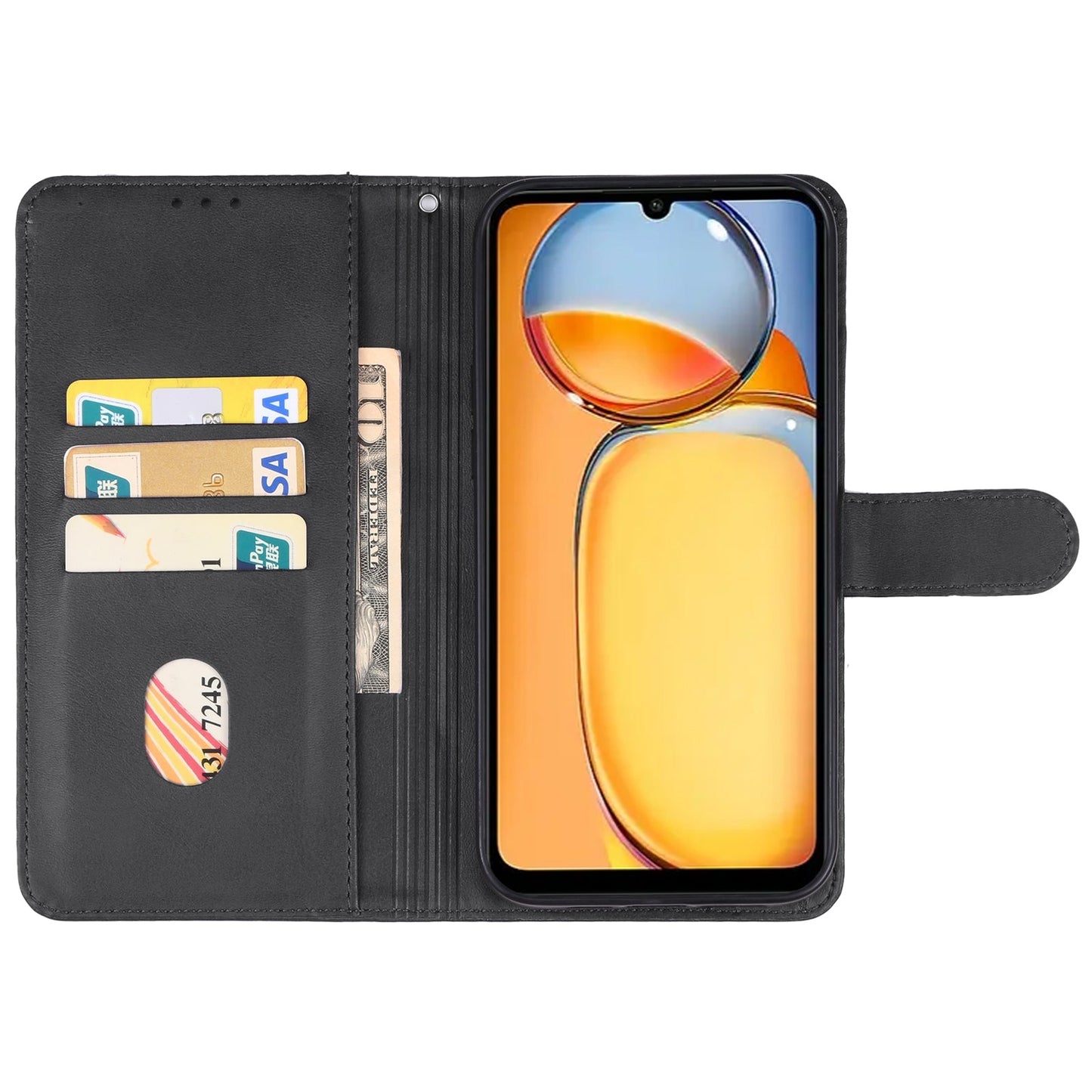 For Redmi 14C 4G Leather Phone Case(Black)