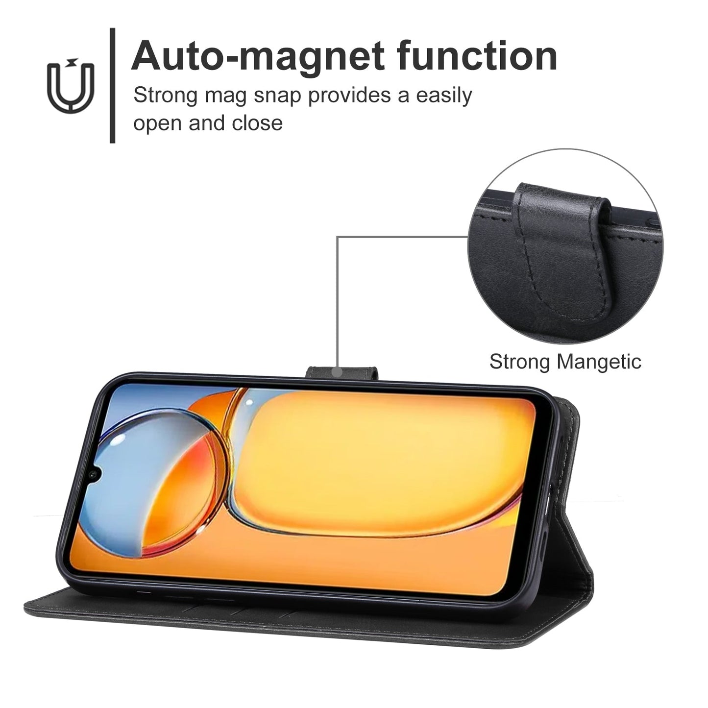 For Redmi 14C 4G Leather Phone Case(Black)