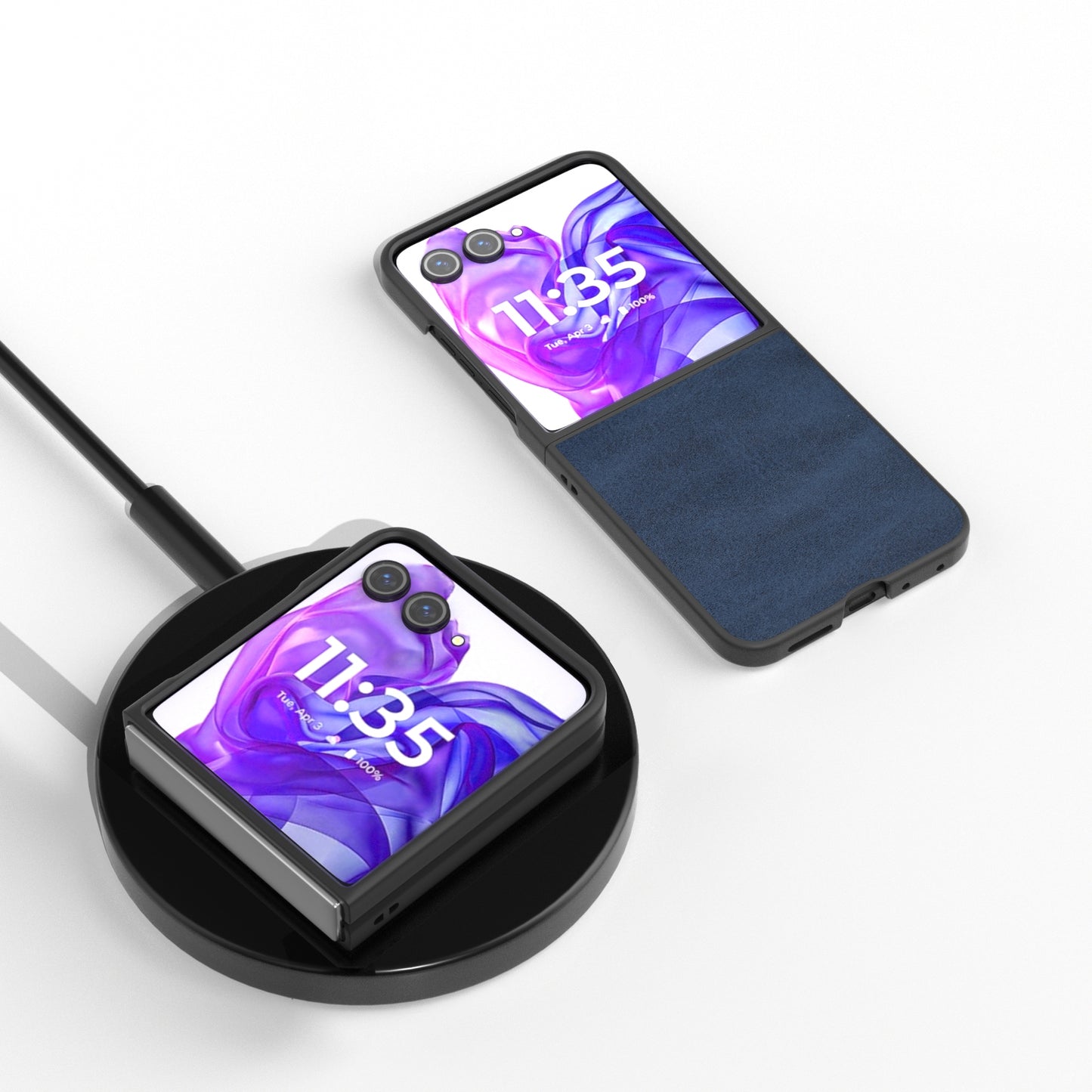 For Motorola Razr 50 Ultra Cowhide Texture PU Phone Case(Blue)