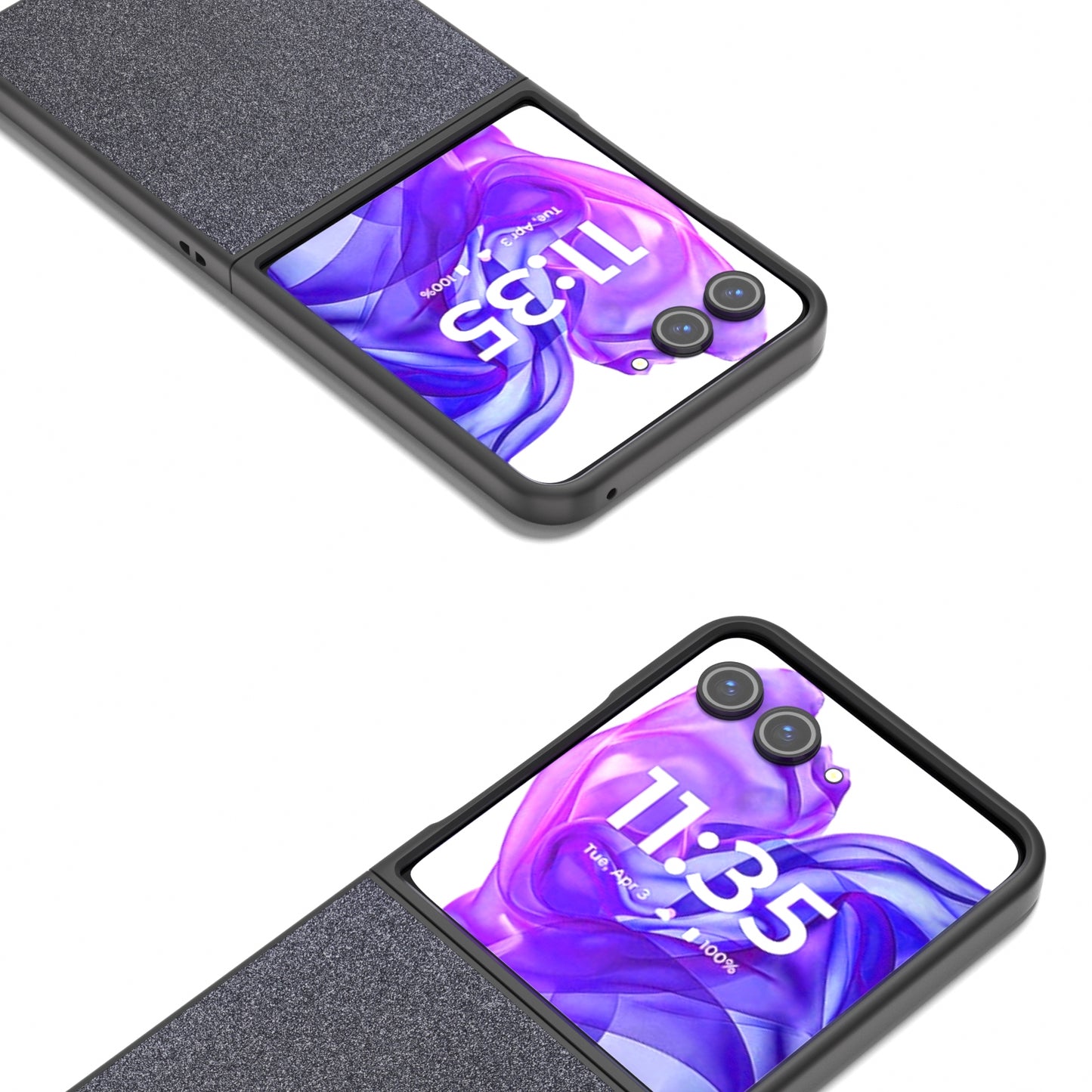 For Motorola Razr 50 Ultra Glitter Full Coverage PU + PC Phone Case(Black)