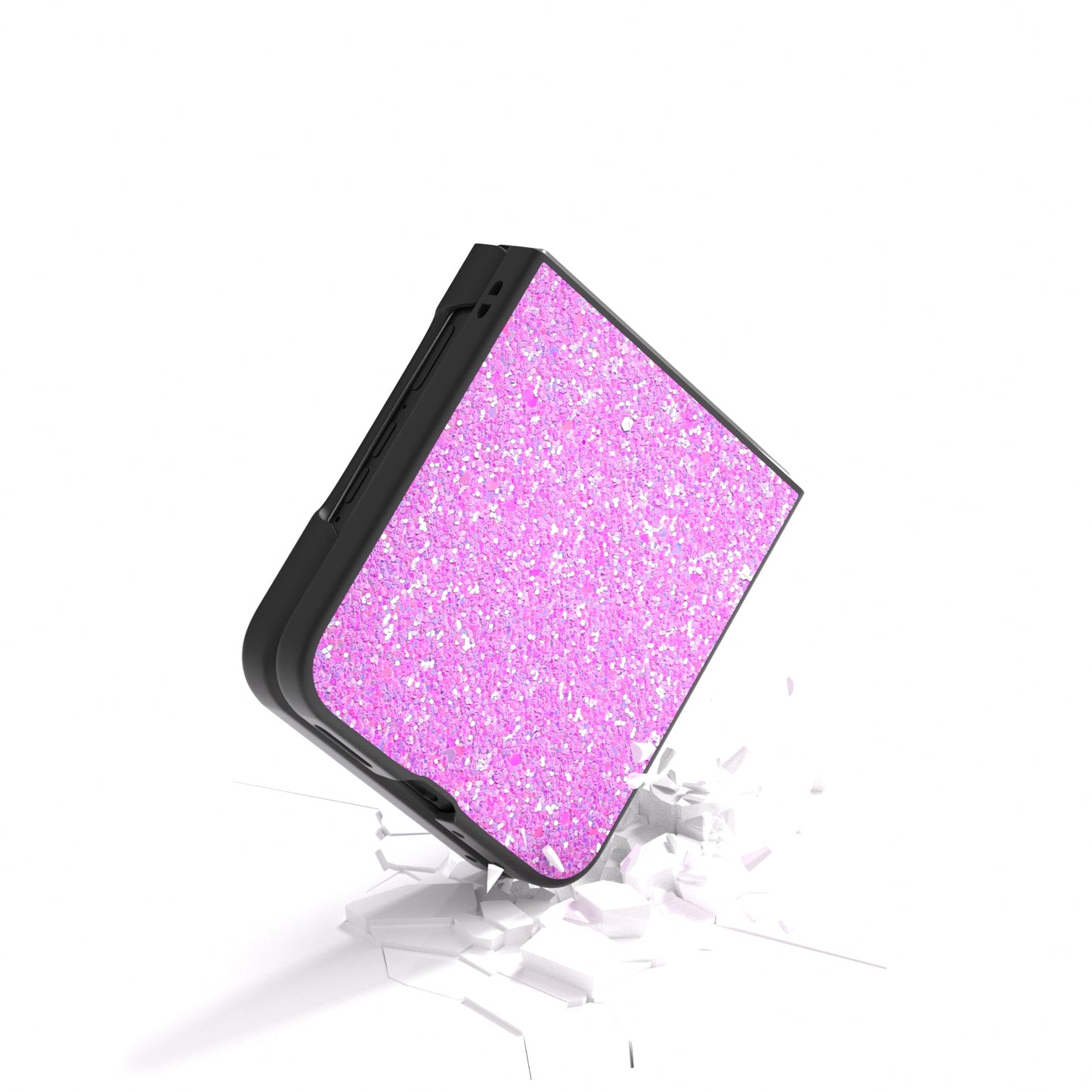 For Motorola Razr 50 Ultra Black Frame Colorful Glitter Phone Case(Dark Pink)