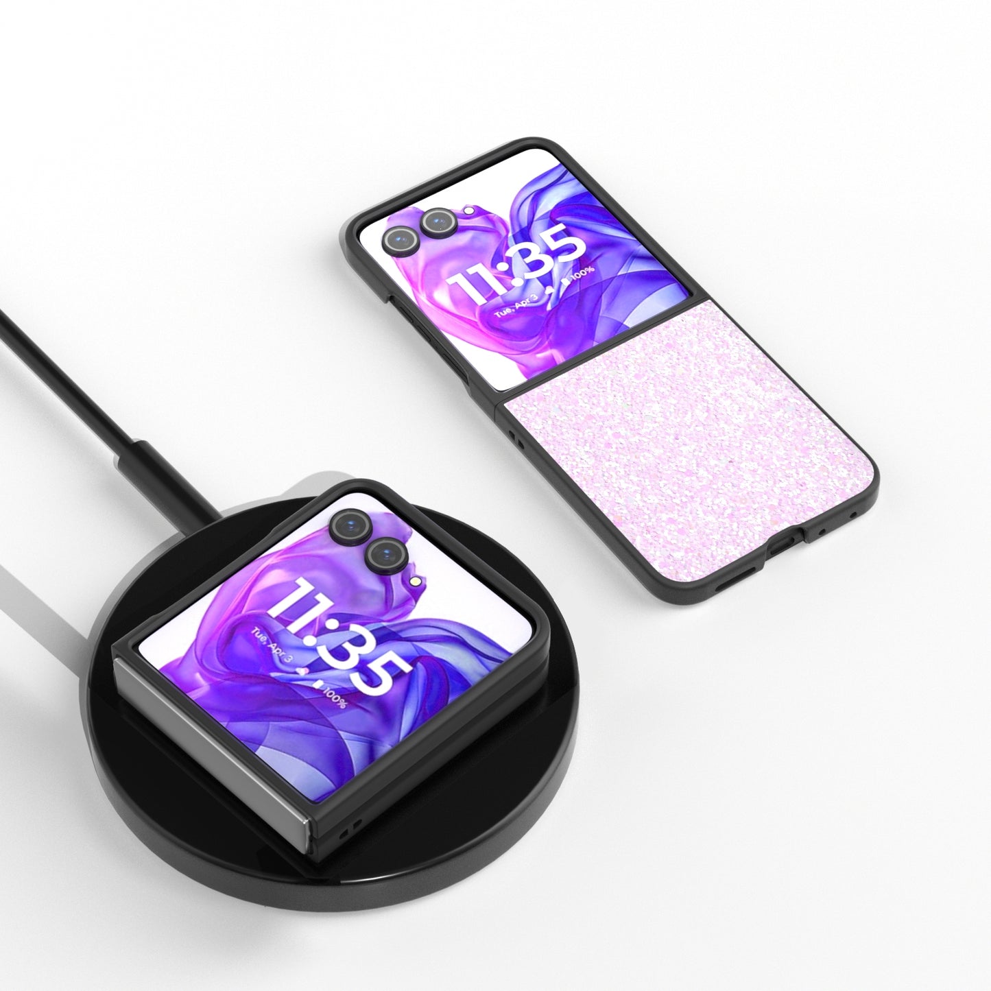 For Motorola Razr 50 Ultra Black Frame Colorful Glitter Phone Case(Glitter Pink)