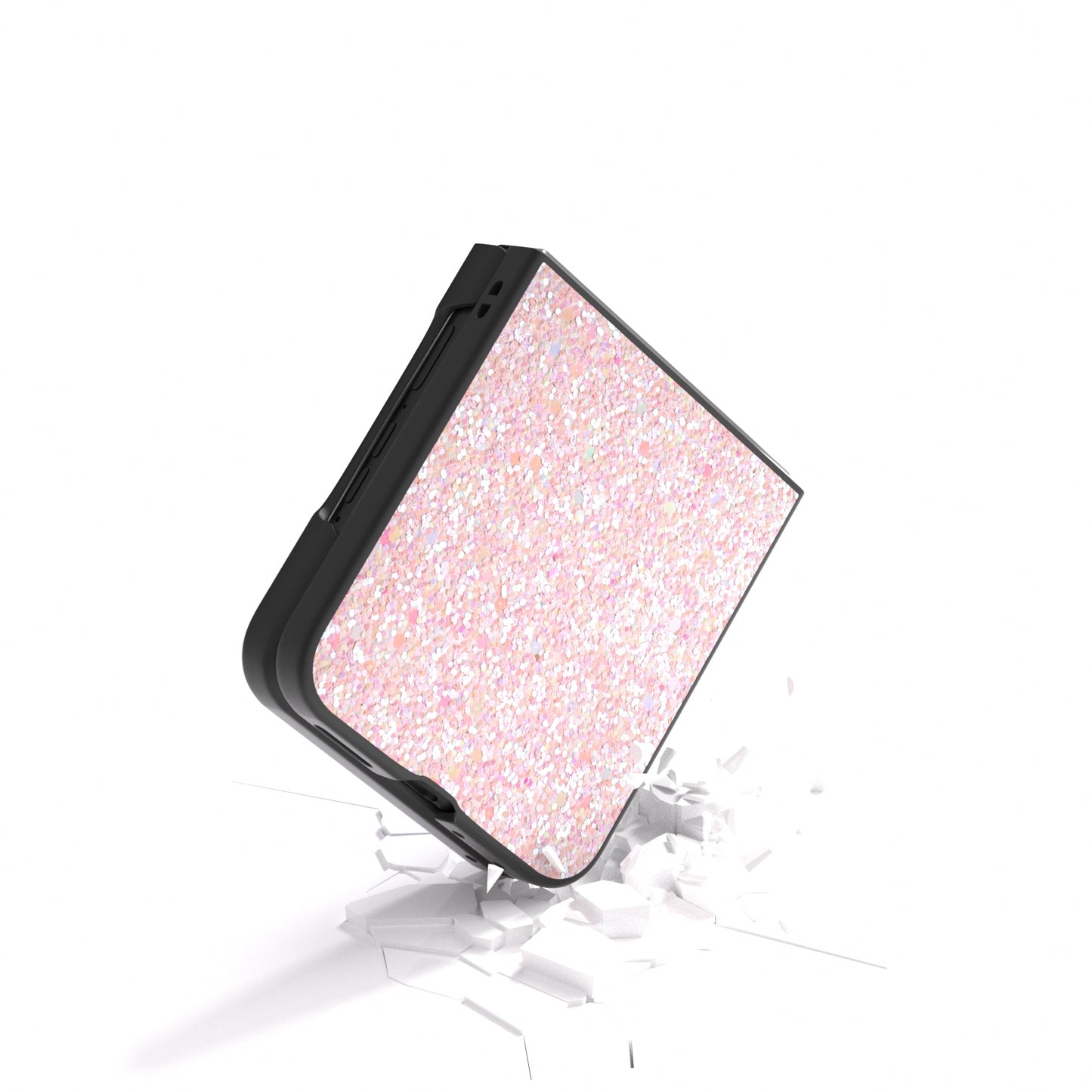 For Motorola Razr 50 Ultra Black Frame Colorful Glitter Phone Case(Pink)