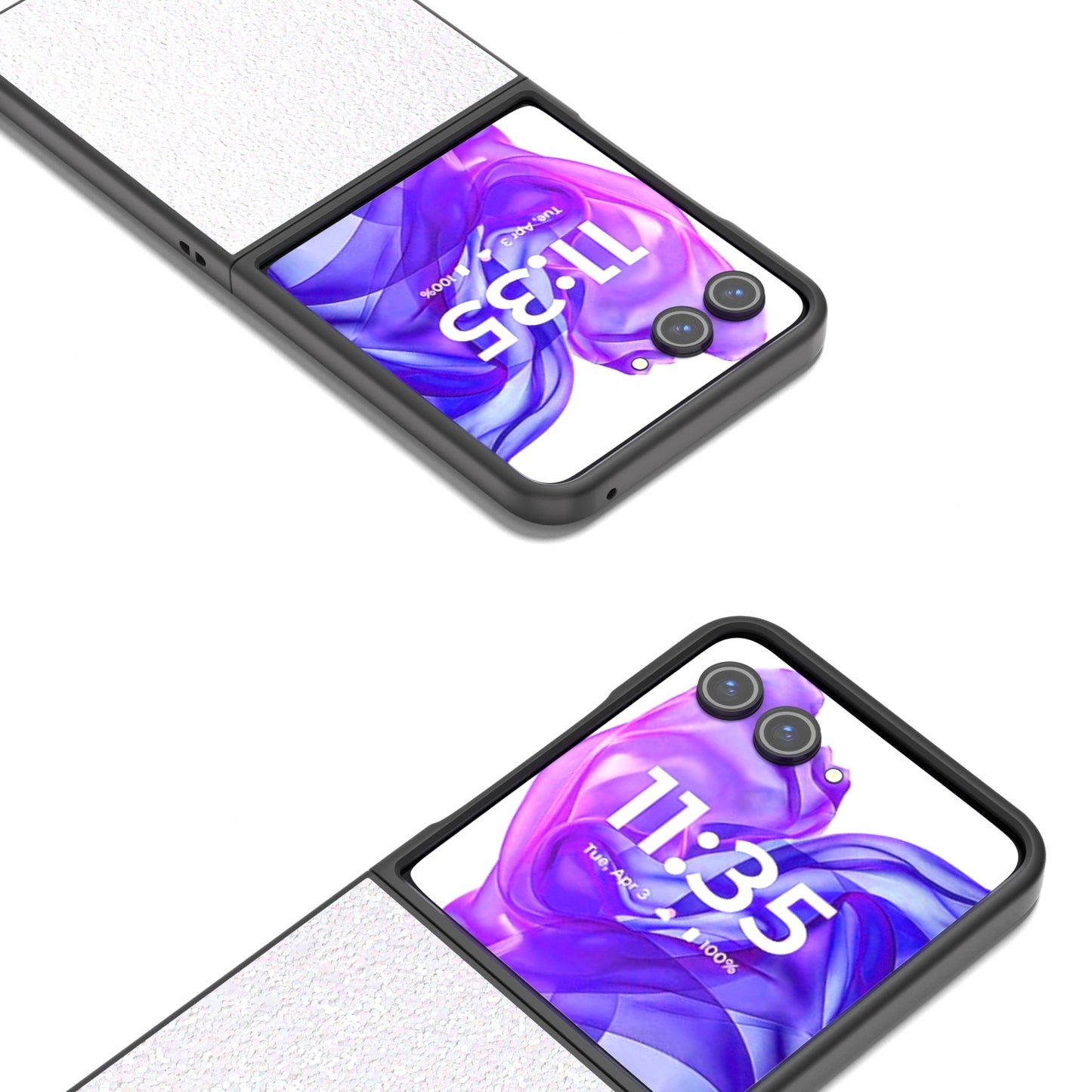 For Motorola Razr 50 Ultra Black Frame Colorful Glitter Phone Case(White)