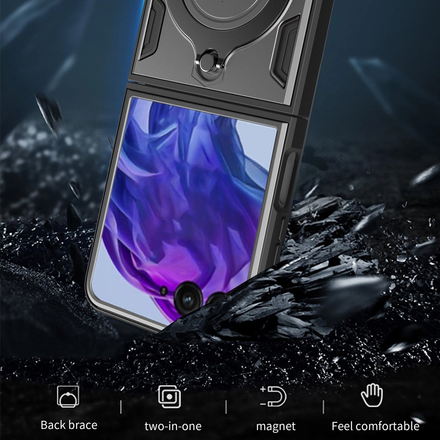 For Motorola Razr 50 Ultra CD Texture Magnetic Holder Phone Case(Blue)