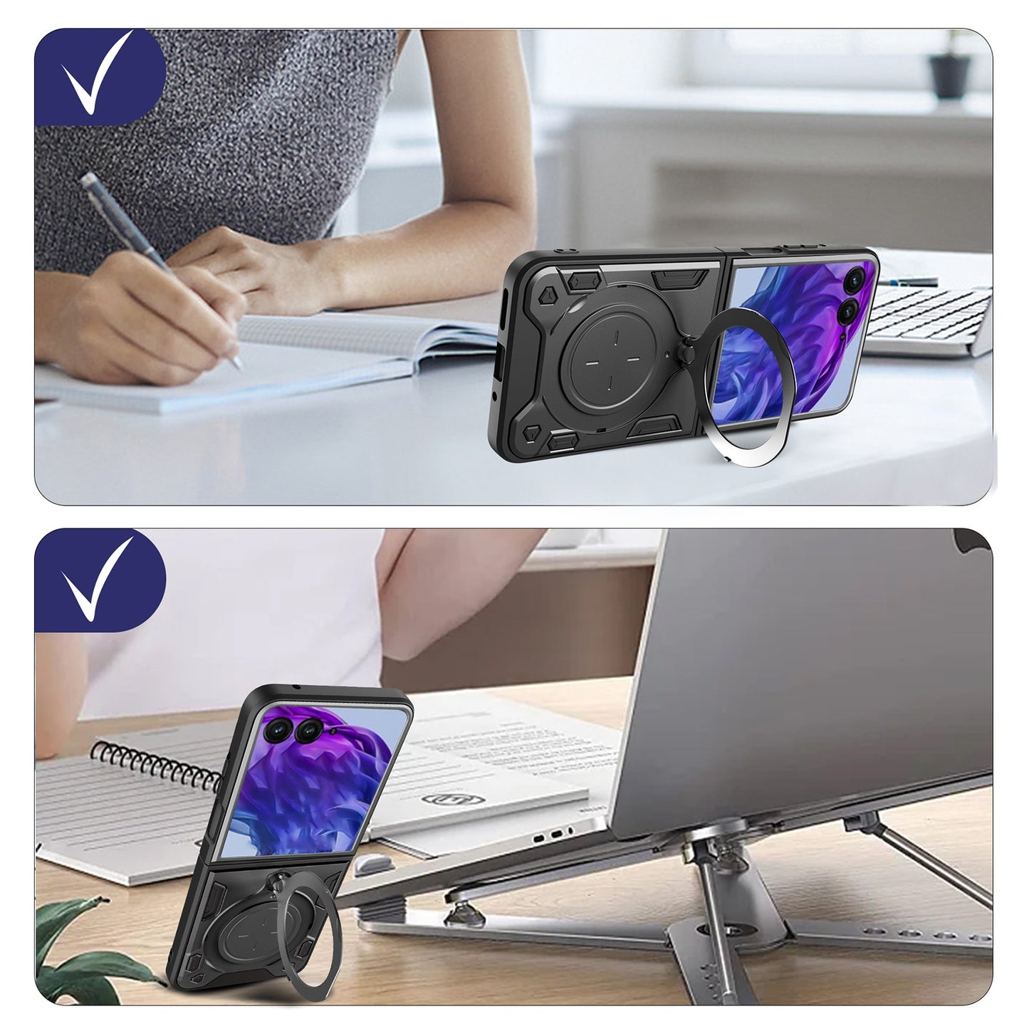 For Motorola Razr 50 Ultra CD Texture Magnetic Holder Phone Case(Purple)