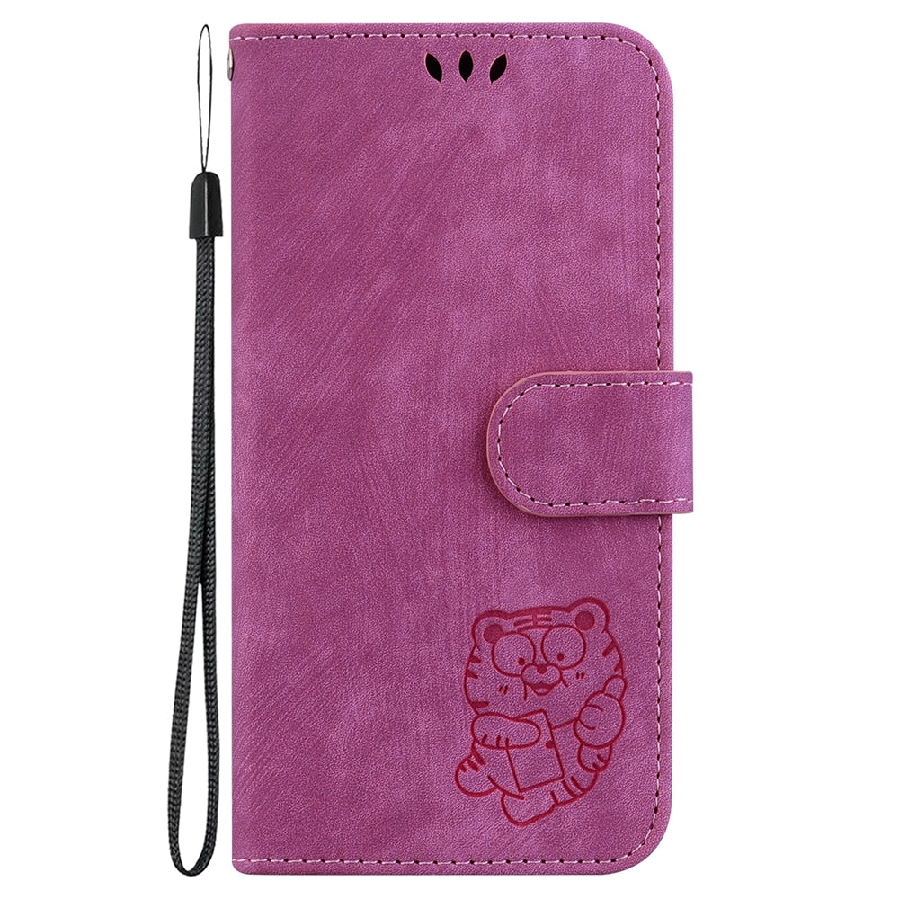 For Redmi 14C 4G Little Tiger Embossed Leather Phone Case(Rose Red)