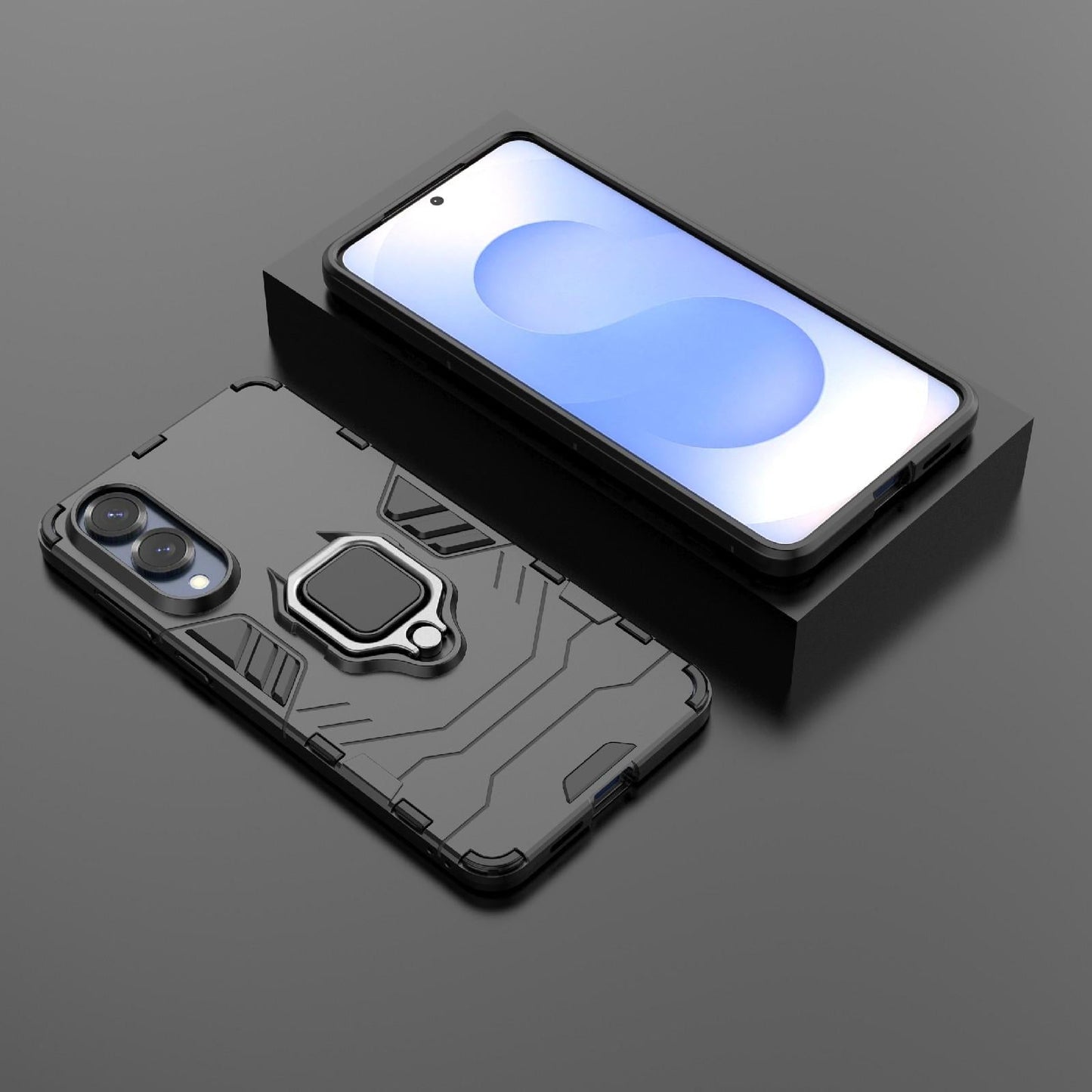 For Samsung Galaxy S25 Edge 5G PC + TPU Shockproof Protective Phone Case with Magnetic Ring Holder(Black)