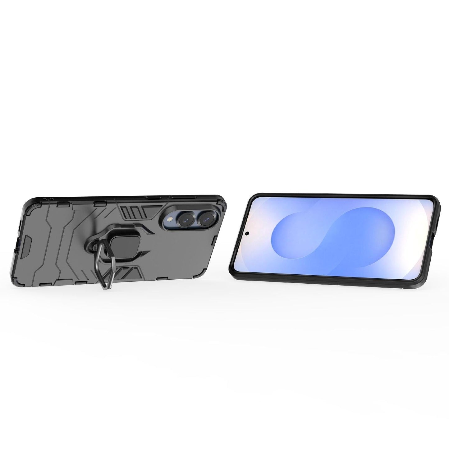For Samsung Galaxy S25 Edge 5G PC + TPU Shockproof Protective Phone Case with Magnetic Ring Holder(Black)