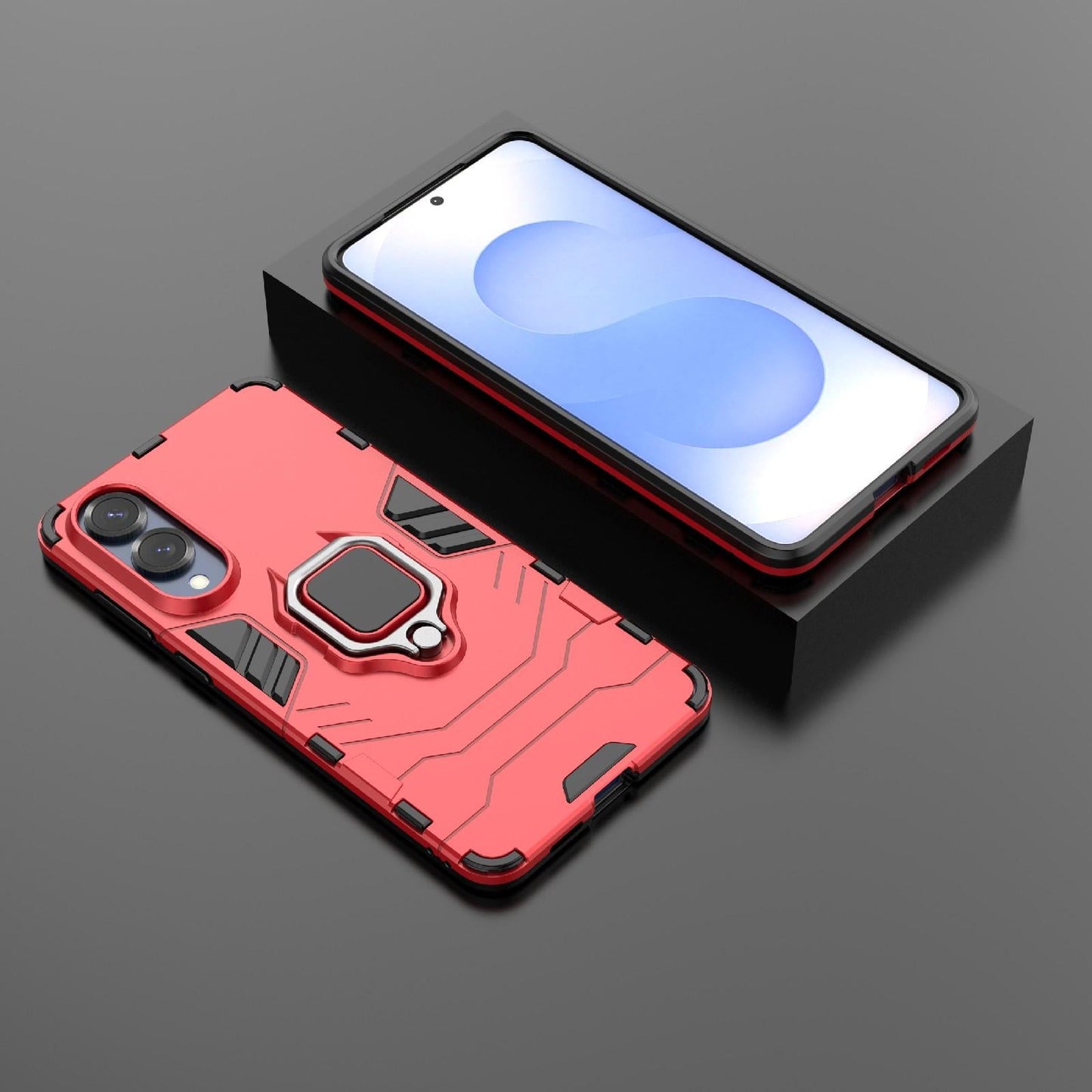 For Samsung Galaxy S25 Edge 5G PC + TPU Shockproof Protective Phone Case with Magnetic Ring Holder(Red)