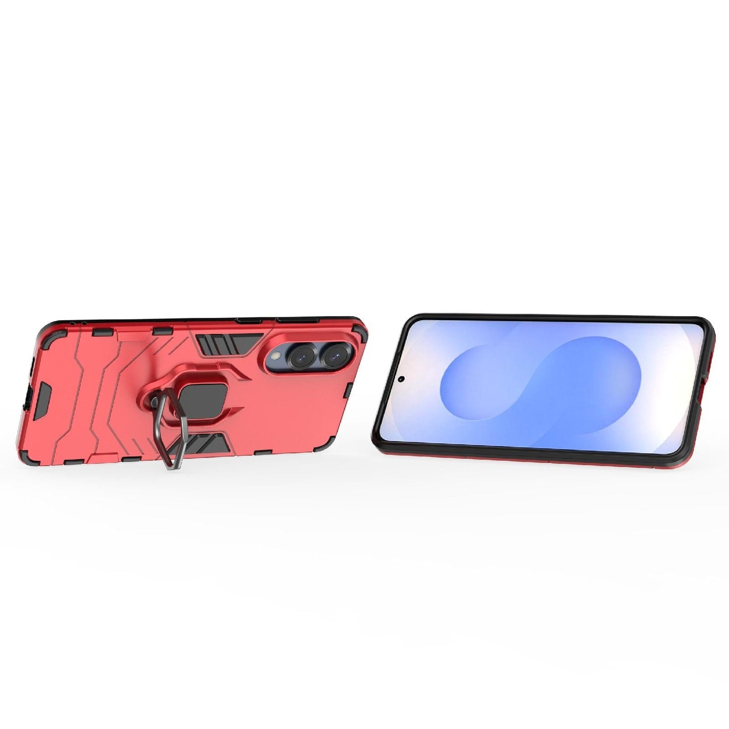 For Samsung Galaxy S25 Edge 5G PC + TPU Shockproof Protective Phone Case with Magnetic Ring Holder(Red)