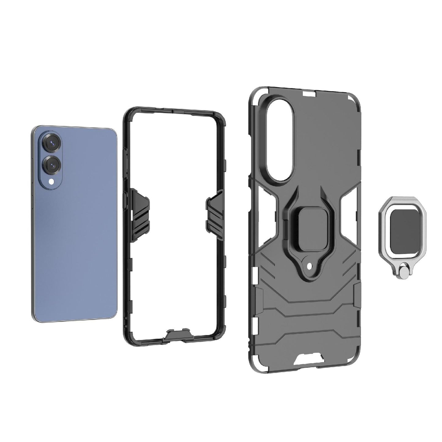For Samsung Galaxy S25 Edge 5G PC + TPU Shockproof Protective Phone Case with Magnetic Ring Holder(Red)